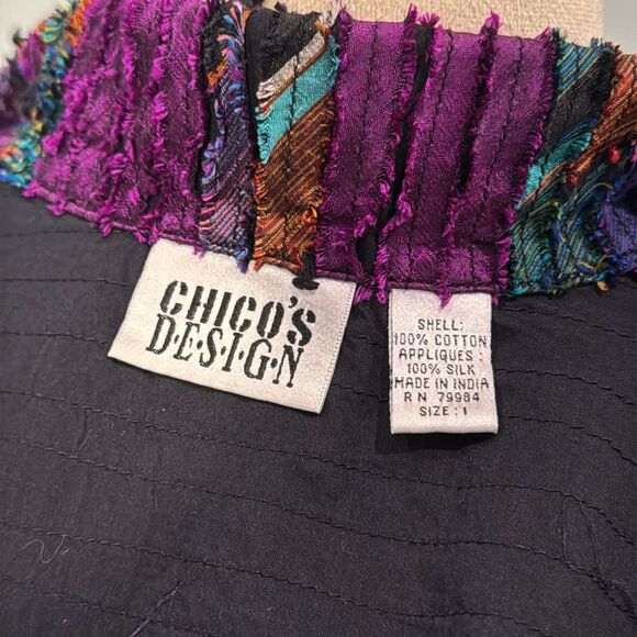 Vintage Chicos cotton silk sequined blouse Size M/Chicos Size 1 - Picture 6 of 7
